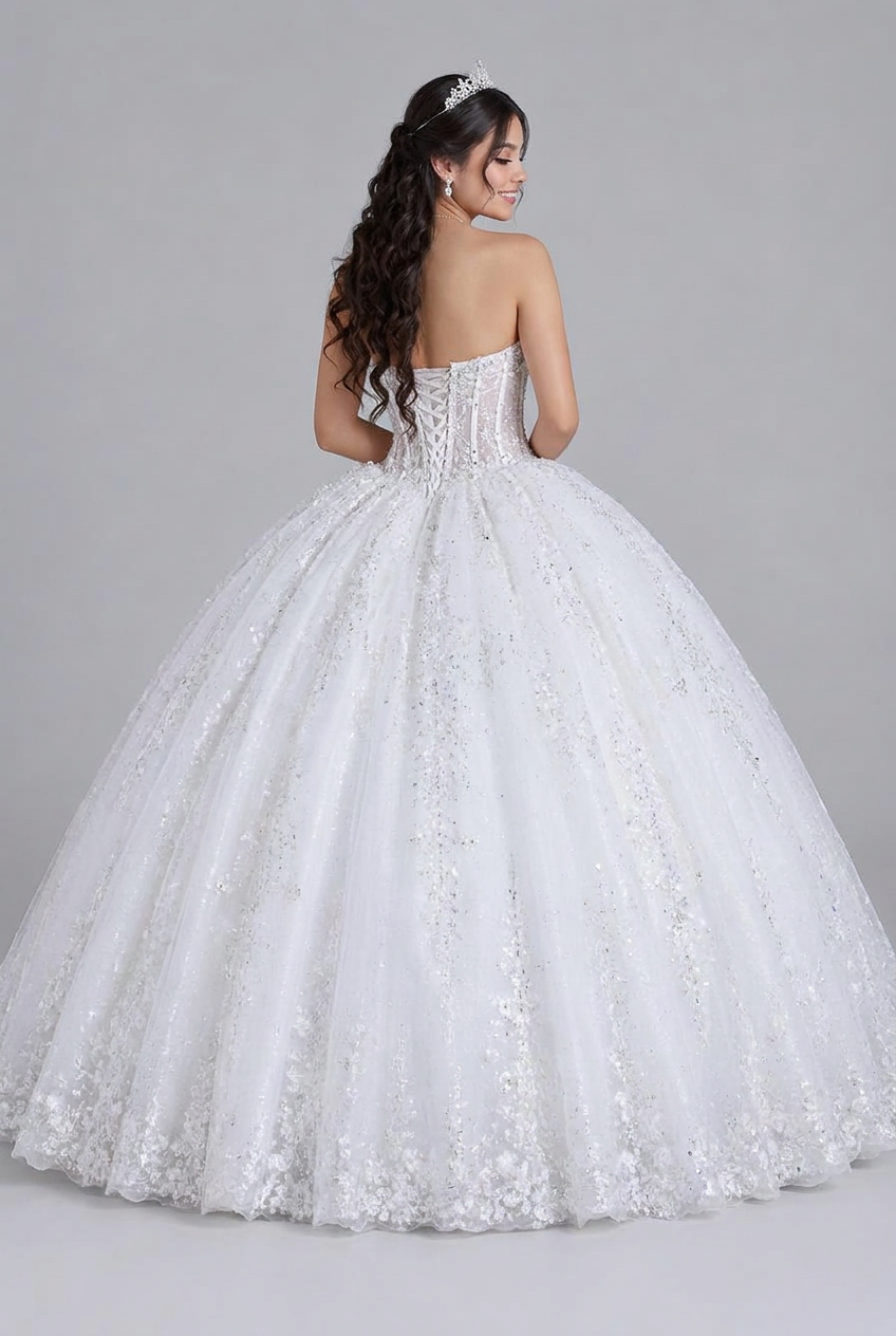 Quince Blanco – Corset de cristales, Espalda