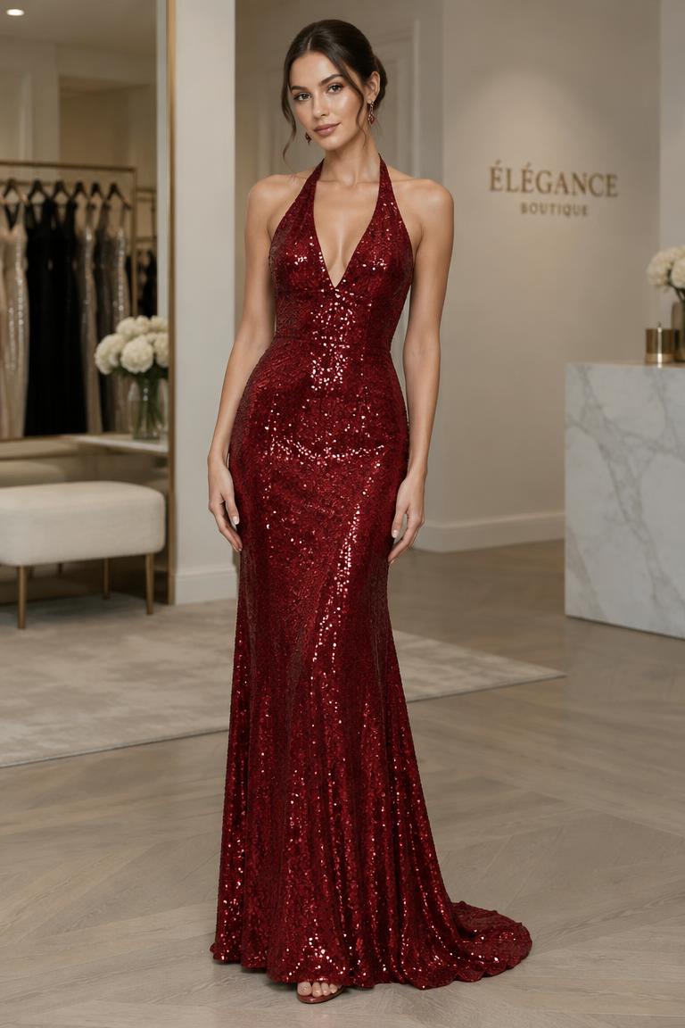 Vestido Rojo – Paillette, Frente