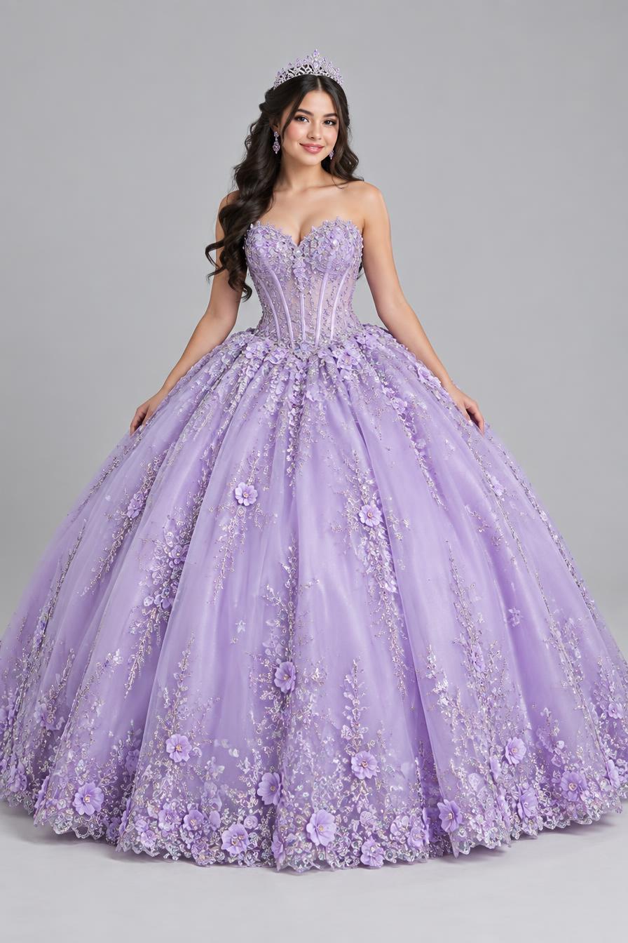Quince Lavanda – Corset y brillos, Frente